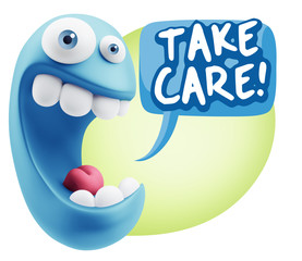 3d Illustration Laughing Character Emoji Expression saying Take