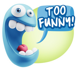 3d Rendering Smile Character Emoticon Expression saying Very Fun