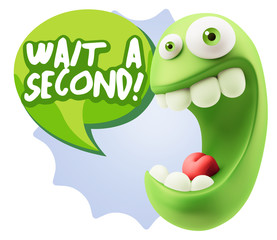 3d Illustration Laughing Character Emoji Expression saying Wait