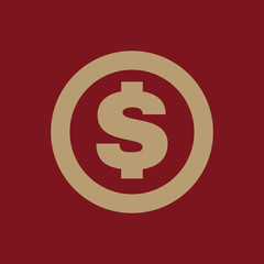 The dollar icon. Cash and money, wealth, payment symbol. Flat