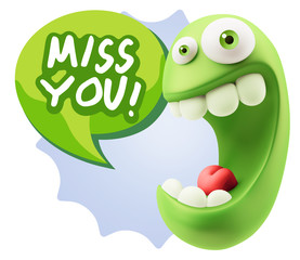 3d Illustration Laughing Character Emoji Expression saying Miss