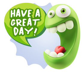 3d Rendering Smile Character Emoticon Expression saying Have A G