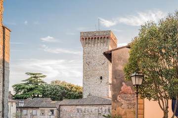 Street in the historical center of Lucignano in Tuscany - Italy