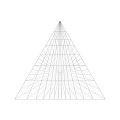 Pyramid construction in perspective isolated on white background.