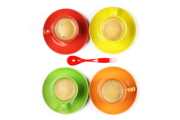 Coffee in colorful cups
