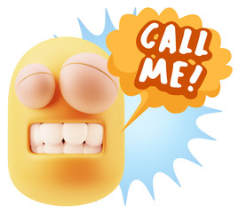 3d Illustration Laughing Character Emoji Expression saying Call