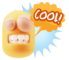 3d Illustration Laughing Character Emoji Expression saying Cool