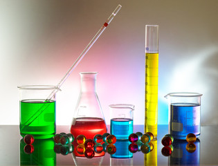 Laboratory glassware still life