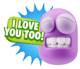 3d Illustration Laughing Character Emoji Expression saying I Lov