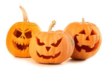 Halloween pumpkins isolated on a white