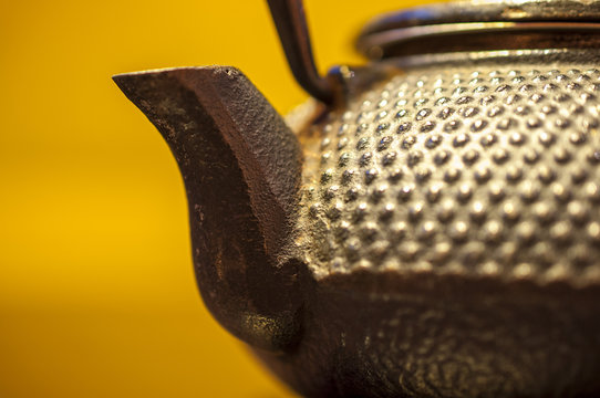 Close-up Traditional Iron Asian Teapot 