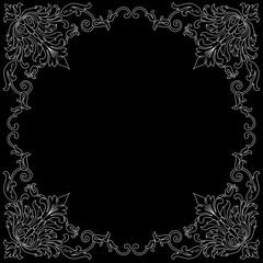 Vintage baroque frame scroll ornament engraving border floral retro pattern antique style acanthus foliage swirl decorative design element filigree calligraphy vector | damask - stock vector