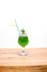 Mint cocktail on a wooden table
