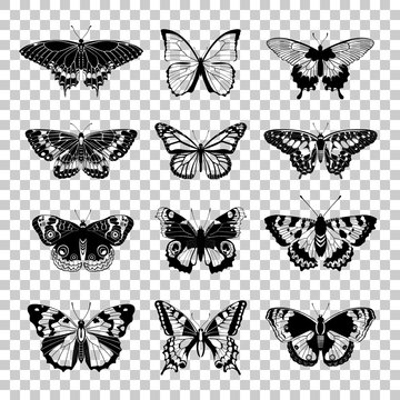 Set of butterflies silhouettes