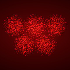 Fototapeta na wymiar Five circles of bright burning particles