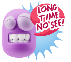 Naklejka premium 3d Illustration Laughing Character Emoji Expression saying Long
