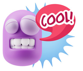 3d Illustration Laughing Character Emoji Expression saying Cool