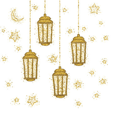 Ramadan Kareem greeting with golden lantern