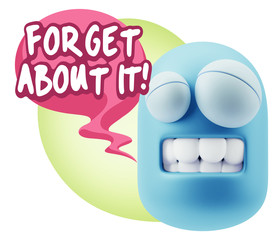 3d Rendering Smile Character Emoticon Expression saying Forget A