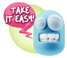 3d Illustration Laughing Character Emoji Expression saying Take