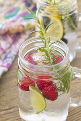 Glass Jars with Fruit Infused Water