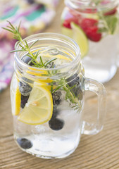 Glass Jars with Fruit Infused Water