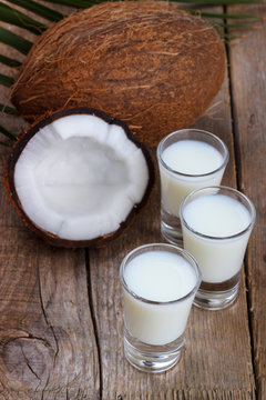 Coconut milk and shells