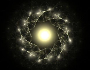 Geometry of Space series. Visually attractive backdrop made of conceptual grids curves and fractal elements suitable as element