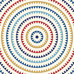 Pattern with symmetric geometric ornament. Abstract repeated bright squares and rhombuses background. Ethnic wallpaper.