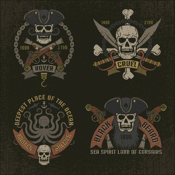 Pirate emblem in grunge style
