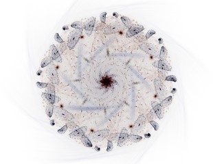 Particles of abstract fractal forms on the subject of nuclear physics science and graphic design. Geometry sacred futuristic