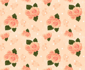 Seamless wall-paper with roses, cream