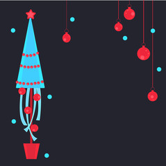 Fototapeta na wymiar Background with Christmas tree. Christmas balls Vector illustration.