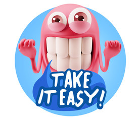 3d Illustration Laughing Character Emoji Expression saying Take