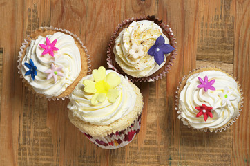 Cupcakes with white cream