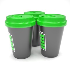 Three paper coffee cups. 3d rendering.