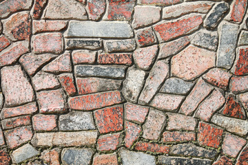 Wall lined with stone
