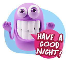 3d Illustration Laughing Character Emoji Expression saying Have