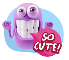3d Illustration Laughing Character Emoji Expression saying So Cu