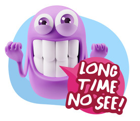 3d Illustration Laughing Character Emoji Expression saying Long