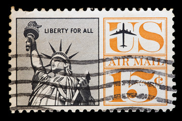 United States used postage stamp showing the Statue of Liberty