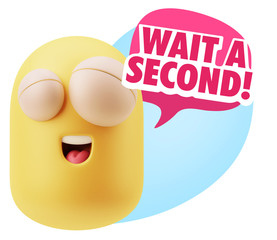 3d Illustration Laughing Character Emoji Expression saying Wait