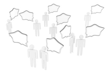 people with talk bubbles isolated over a white background. 3d rendering.