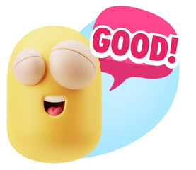 3d Illustration Laughing Character Emoji Expression saying Good