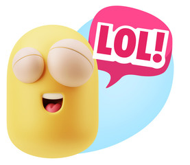 3d Illustration Laughing Character Emoji Expression saying Lol w