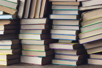 Background from books. Books on the shelf.