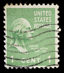 Obraz premium United States used postage stamp showing President George Washington