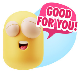 3d Rendering Smile Character Emoticon Expression saying Good For