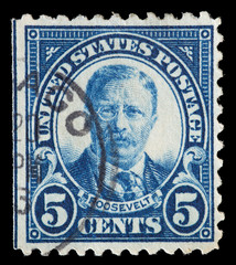 United States used postage stamp showing President Theodore Roosevelt
