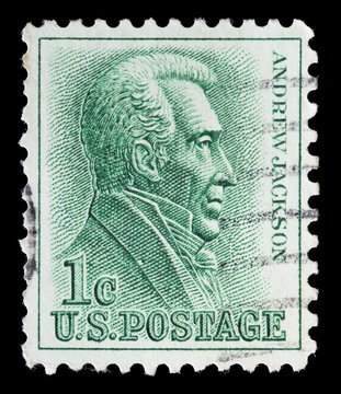 United States used postage stamp showing President Andrew Jackson